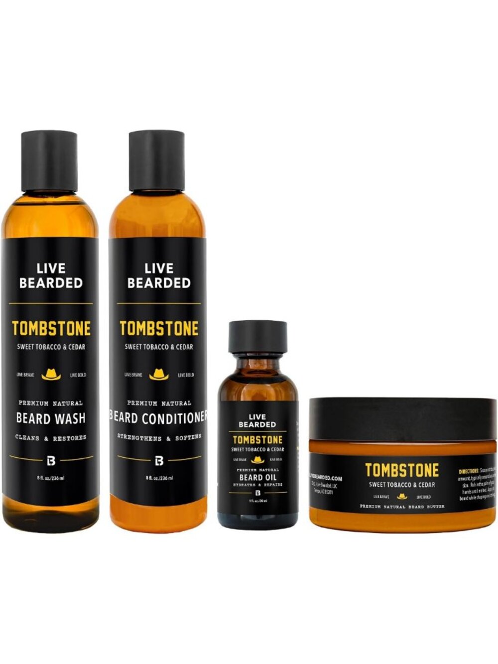 Complete 4-Step Beard Grooming Kit with Tombstone Scent - Softens & Styles Beard